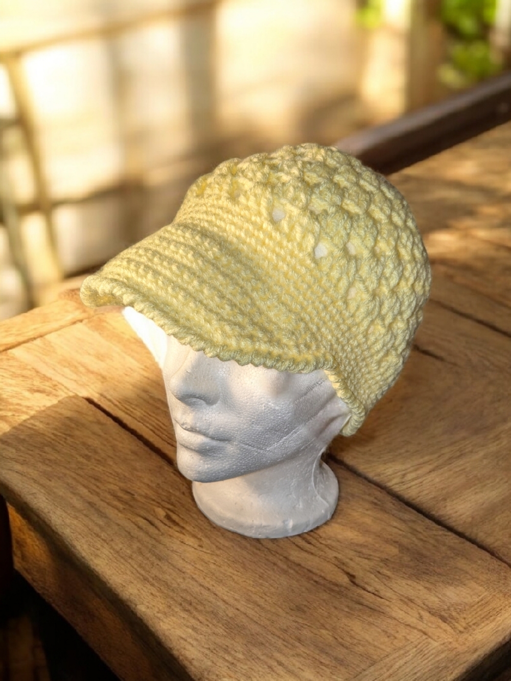 Handmade Yellow Crochet Visor Beanie - Women Accessories New